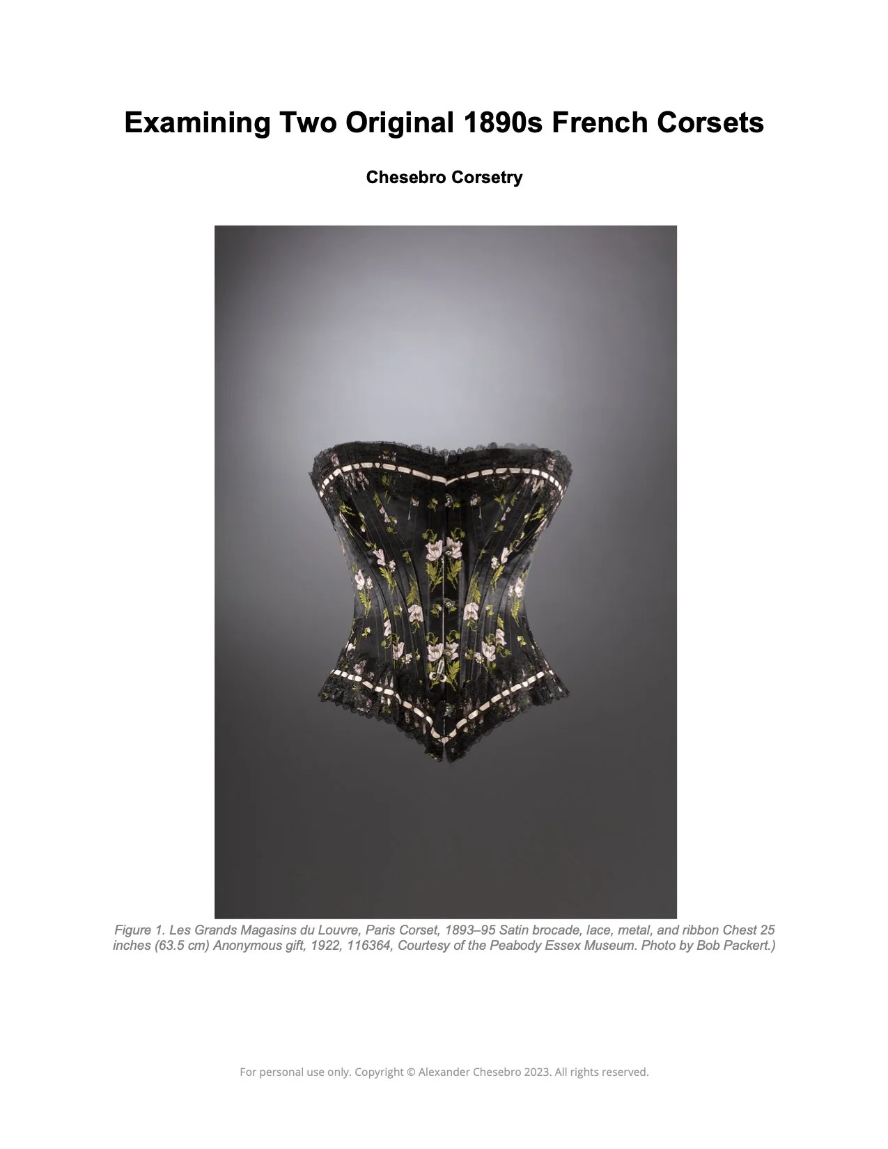 Digital Article – Examining Two Original 1890s French Corsets